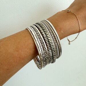 Set of 12 silver bangle bracelets